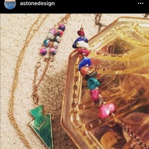 Turquoise Gold Plated Arrow Necklace